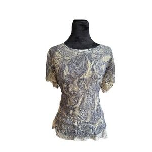 Y2k grungy top black and cream full print all lace/lined‎ size 1X by Roz&Ali